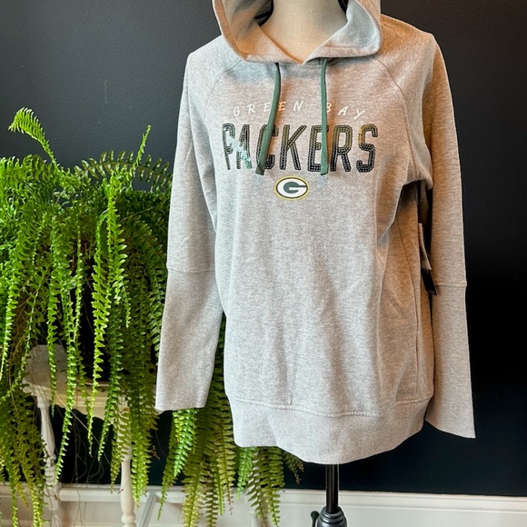 NFL, GREEN BAY PACKERS WOMEN'S GREY HOODED SWEATSHIRT, NWT, Medium - Picture 11 of 13